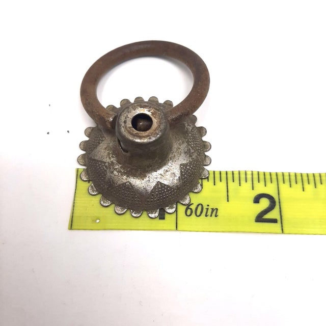 Late 19th Century Sunflower Star Rustic Iron Ring Pull Set of 3 For Sale - Image 6 of 7