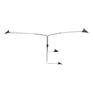 Mid-Century Modern Black Four Rotating Straight Arms Wall Lamp by Serge Mouille For Sale