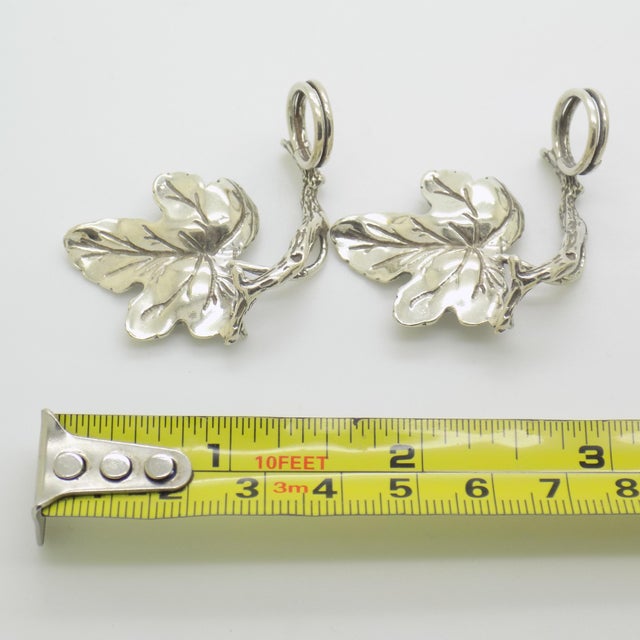 6 X Vintage Italian Handmade Genuine Silver Leaf Shaped Place Card Holder, Made in Tuscany by Arpa Silversmith For Sale - Image 9 of 9