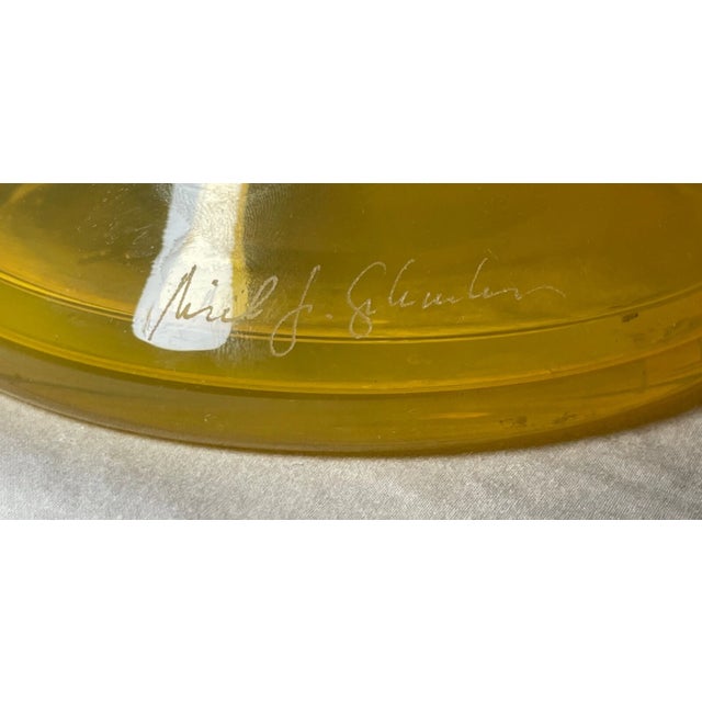 1990s Gigantic Hand Blown Michael J Schunke Yellow Purple Signed Studio Art Glass Vase For Sale In New York - Image 6 of 13