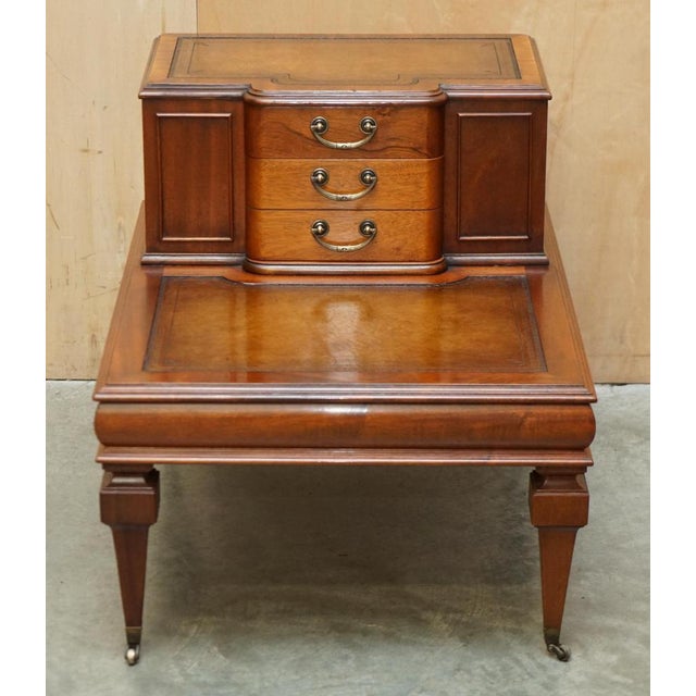 Leather Side End Book Tables with Drawers, Set of 2 For Sale - Image 4 of 18