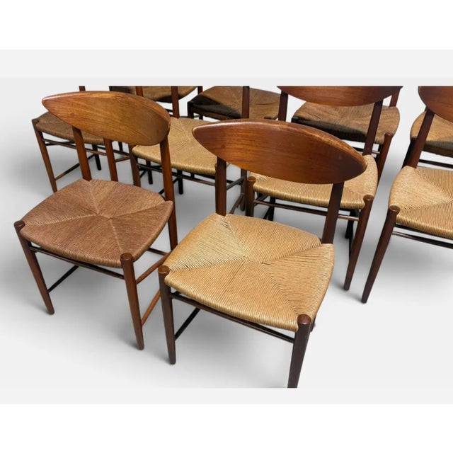 1950s 1950s Danish Chairs by Peter Hvidt & Orla Mølgaard Nielsen for Søborg Møbelfabrik, Set of 10 For Sale - Image 5 of 6