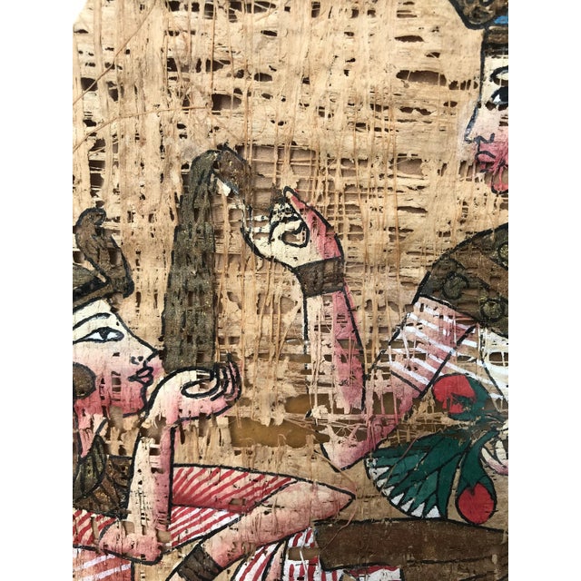 Figurative Composition, 1800s, Watercolor on Papyrus, Framed For Sale - Image 3 of 4