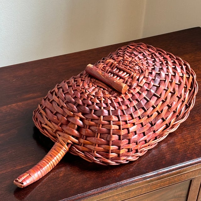 Tan Vintage Wicker Scoop Basket For Sale - Image 8 of 11