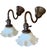 1920s Rare Antique Brass and Wavy Milk Glass Wall Sconces - A Pair For Sale - Image 5 of 8