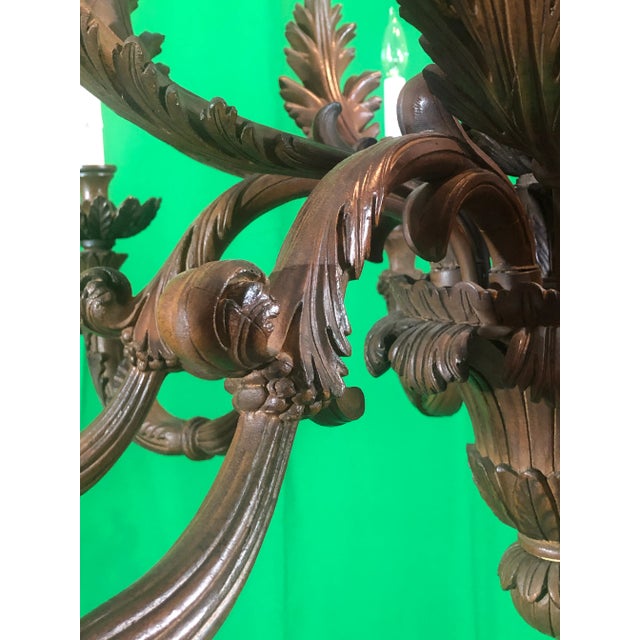Vintage Italian Hand Carved 2 Tier Chandelier With 12 Lights For Sale - Image 11 of 13