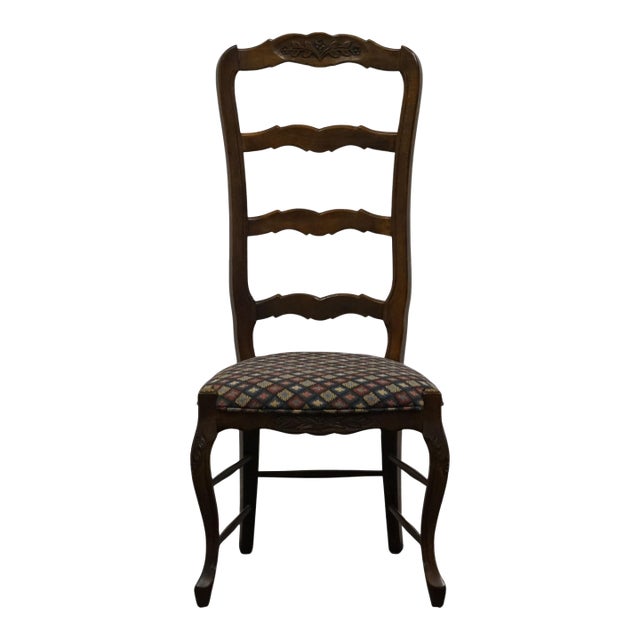 Vintage Antique Solid Cherry Country French Ladderback Dining Side Chair For Sale