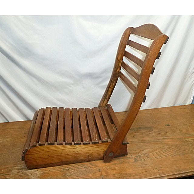 Early 20th Century Antique Folding Oak Canoe Camp Chair Maine Adirondack Camp Style C1900-1930 For Sale - Image 5 of 9