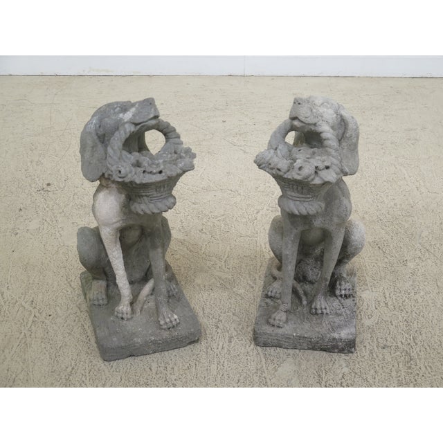 1900d Antique Cement Dog W Basket Garden Statues A Pair Chairish