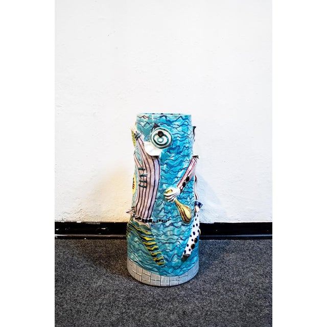 Mid-Century Modern Carneval Umbrella Vase in Polychrome Ceramic from San Polo Venezia, 1950s For Sale - Image 3 of 6
