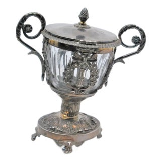 Compote in Cut Glass and Structure in Embossed Silver For Sale