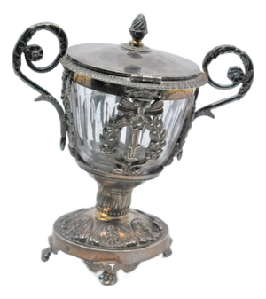 Compote in Cut Glass and Structure in Embossed Silver