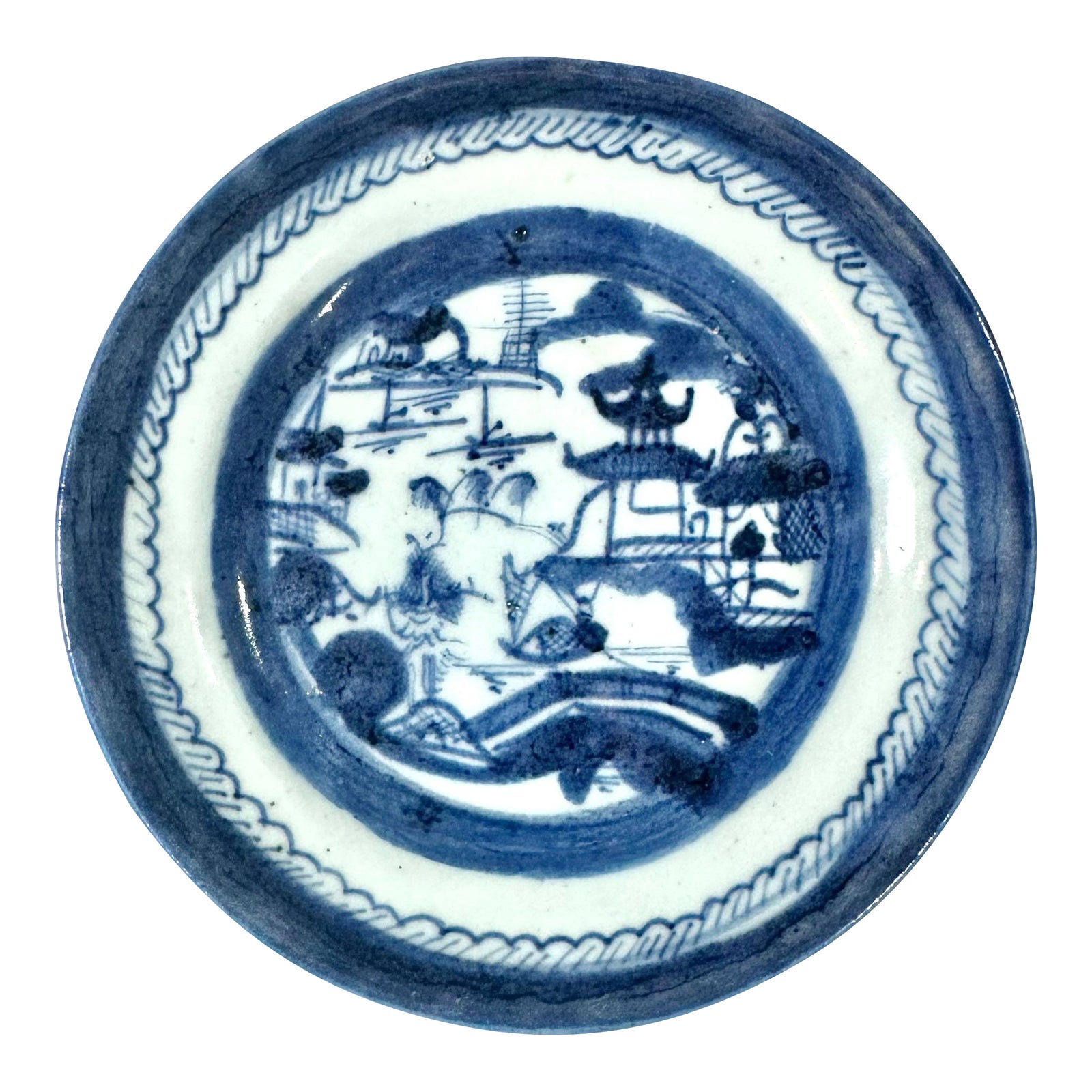 Early 19th Century Small Chinese Canton Blue and White Porcelain Dish ...