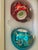 1960s Pair Large Christmas Ornaments Balls With Indentations For Sale - Image 4 of 6
