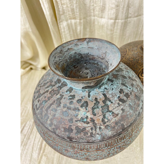 Early 20th Century Circa 1900 Mamluk Revival Islamic Engraved Brass Calligraphy Vases — Pair For Sale - Image 5 of 15