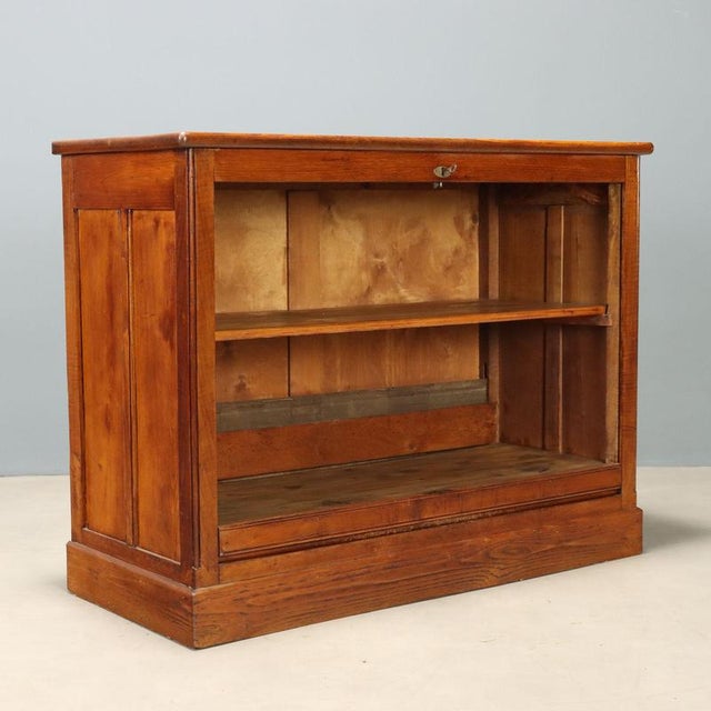 Oak Cabinet with Tambour Door, 1950s For Sale - Image 3 of 10