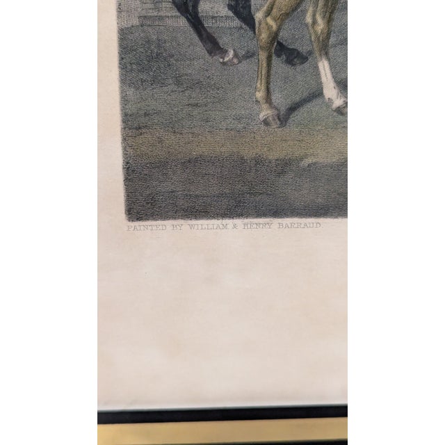 Wood 1847 Victorian English Sporting Hand-Colored Engraving by William Giller After William and Henry Barraud, "The Meet at Badminton", Framed For Sale - Image 7 of 8