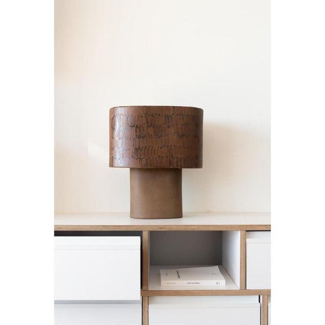 Large Table Lamp in Stoneware with Hand-Painted Glaze by Lucas Huillet For Sale - Image 13 of 17