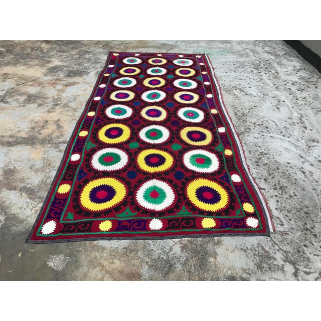 1970'S SUZANI FABRIC - Large Tablecloth - OLD Wall Hanging - Oversized Bedspread Size 12 FEET x 5.4 FEET ( 367 CM x 166 CM...