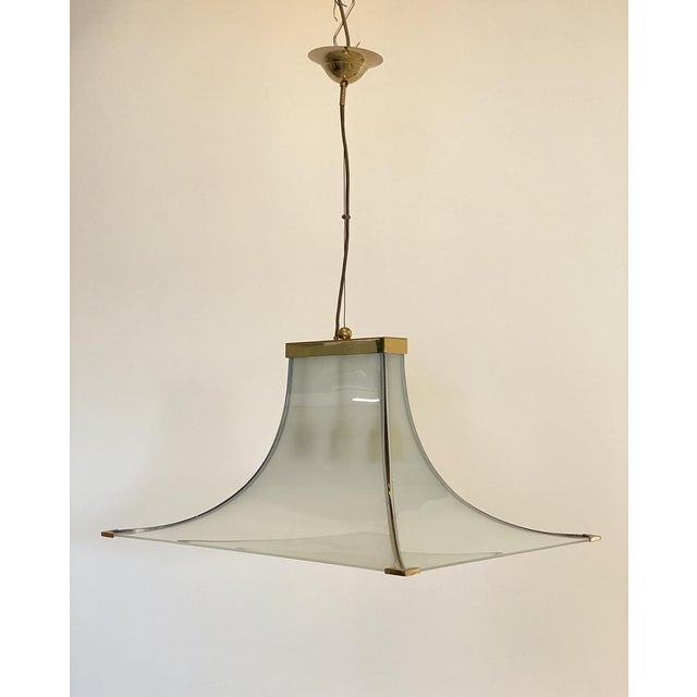 Glass and Brass Ceiling Light, 1960s For Sale - Image 5 of 16