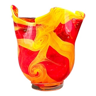 Vintage Italian Art Glass Vase After Murano For Sale