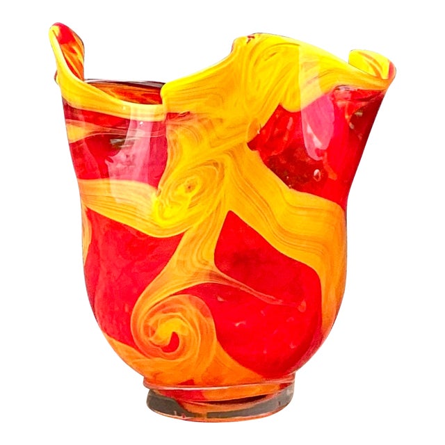 Vintage Italian Art Glass Vase After Murano For Sale
