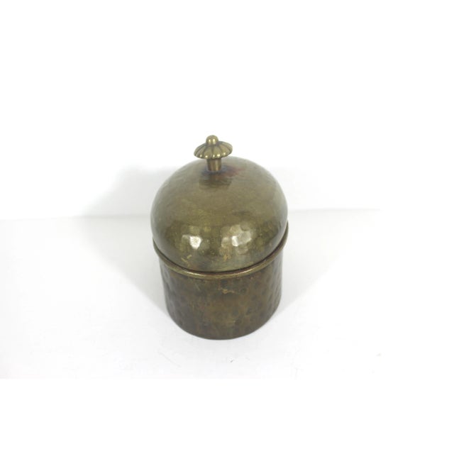 Metal Vintage Hammered Brass Box With Lid For Sale - Image 7 of 9
