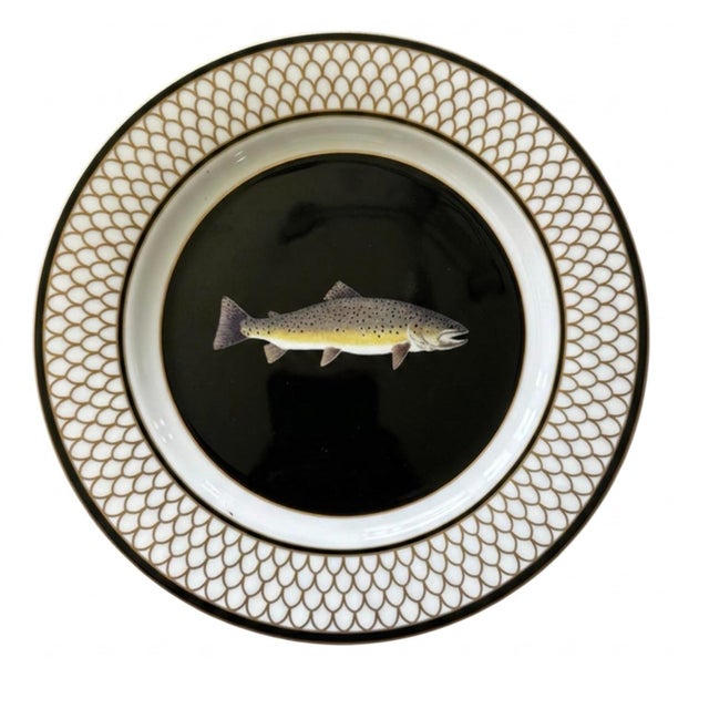 American 1990s Sporting Porcelain Trout Luncheon Plates, Set of Four For Sale - Image 3 of 12