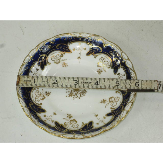Early 19th Century Teacup Antique Cobalt Tea Leaf Fine Bone China Hand Panted Gold For Sale - Image 9 of 12