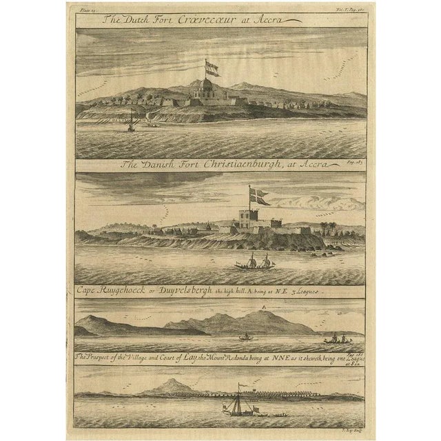 Mid 18th Century Johannes Kip, Dutch and Danish Forts on the West African Gold Coast, 1744, Print For Sale - Image 5 of 5