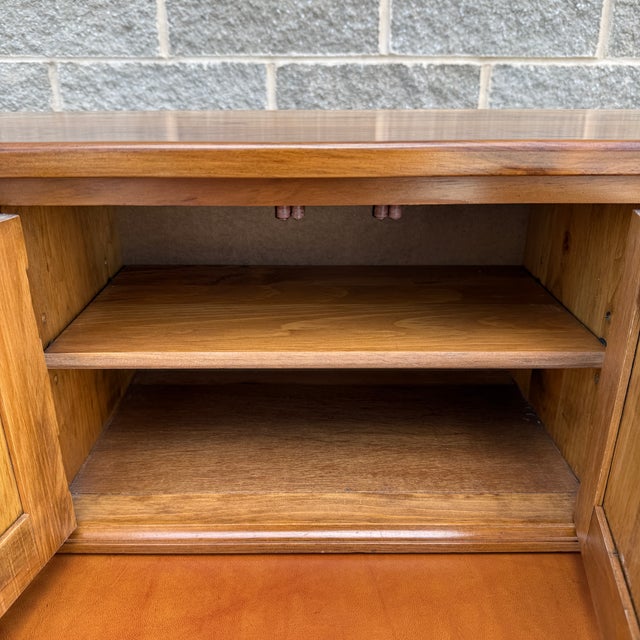 Camel Vintage Pennsylvania House Rustic Traditional Solid Pine Secretary Desk With Sliding Leather Tray For Sale - Image 8 of 18
