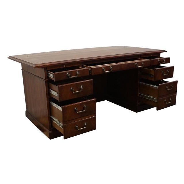 Late 20th Century Kimball Furniture Solid Cherry Traditional Style 72" Executive Office Desk For Sale In Kansas City - Image 6 of 13