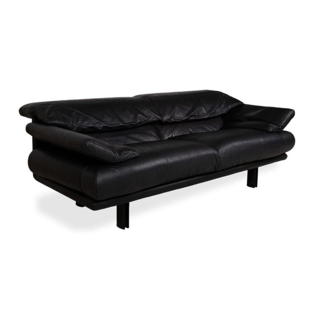 Paolo Piva Alanda Leather Two-Seater Black Sofa Manual Function by Paolo Piva for B&B Italia C&B Italia For Sale - Image 4 of 15