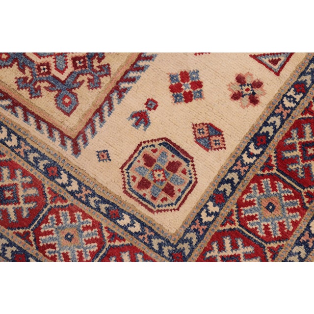 Rustic Tribal Kazak Gold/Red Wool Rug - 3'3''x4'9'' For Sale - Image 3 of 10