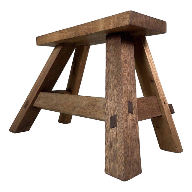 Vintage Wooden Step Stool, 1980s For Sale