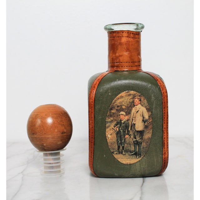 Vintage 1960's Golf Themed Leather-Wrapped Italian Liquor Decanter For Sale - Image 10 of 15
