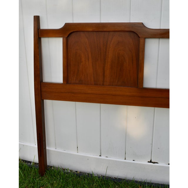 Vintage Mid Century Modern Full Walnut Headboard Arched Sculpted MCM 1960s For Sale - Image 9 of 14