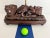 Asian Carved Wood Dragon Roof Tile Lamp & Shade For Sale - Image 6 of 15