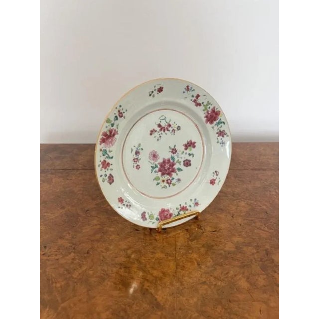 Antique Chinese Famille Rose Porcelain Plate, 1800 For Sale - Image 4 of 5