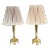 1970s-80s Laurel Lamp Co Footed Brass Lamp Pair With Original Op Art Pleated Shades For Sale