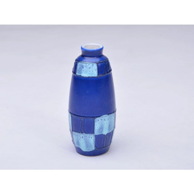 Ceramic Small East German Blue Ceramic Vase from Strehla Keramik, 1950s For Sale - Image 7 of 7