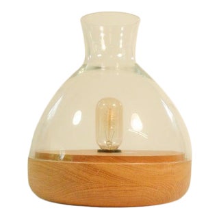 1990s Mid Century Modern Style Bell Jar Glass Table Lamp For Sale