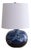 1960s French Blue Ceramic Round Table Lamp with Woven Shade For Sale