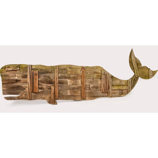 Very Large Wooden Trade Sign, in the form of a Whale, its eye formed by a knot in the wood raw grey wood. great patina and...