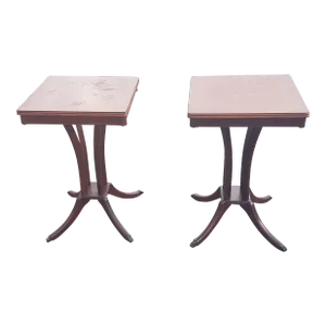 Mid 20th Century Vintage Duncan Phyfe Style Parlor Tables - Pair