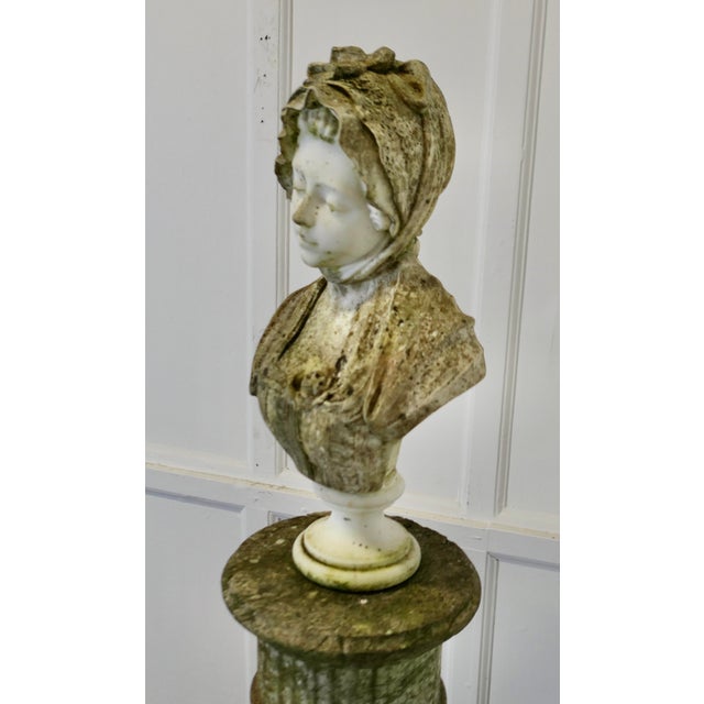 After Jean-Baptiste Greuze, Bust of a Young Girl in a Knotted Headdress, 1800s, Marble For Sale - Image 6 of 13
