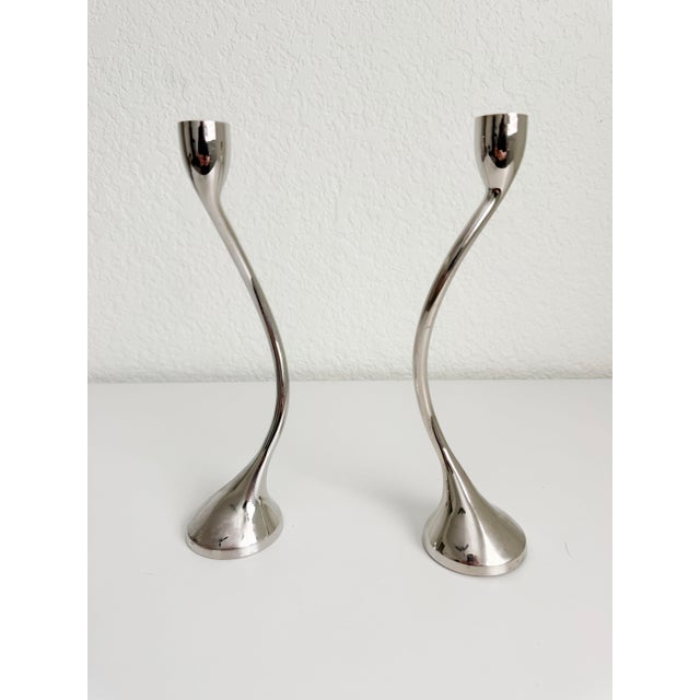 Vintage Nesting Zigzag Candlesticks - A Pair For Sale - Image 9 of 11