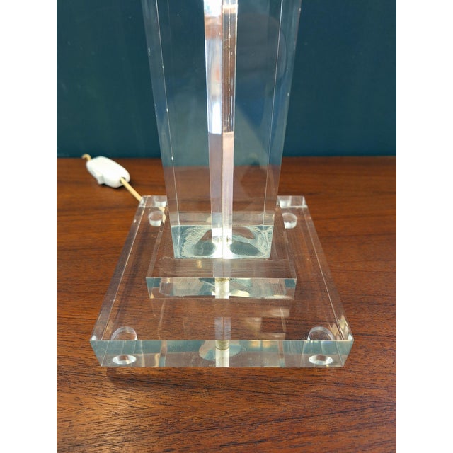 Metal Acrylic Glass Table Lamp, Italy, 1970s For Sale - Image 7 of 9