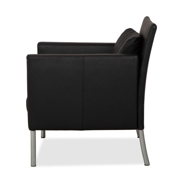 Leather Jason Armchair in Black Nappa Leather and Metal Frame from Walter Knoll For Sale - Image 12 of 13