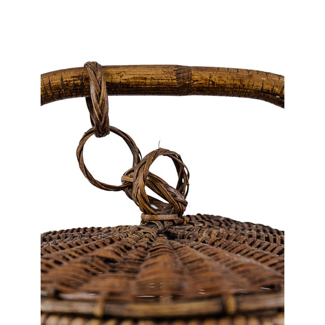 Vintage Antique Small 2 (Two) Tier Chinese Wedding Basket With Linked Lid For Sale - Image 13 of 15